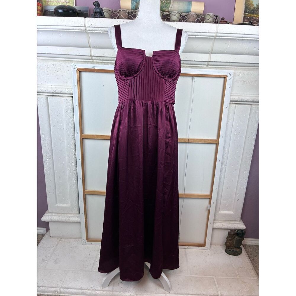Astr Sleeveless Wine corset Maxi Dress with Structured Bodice